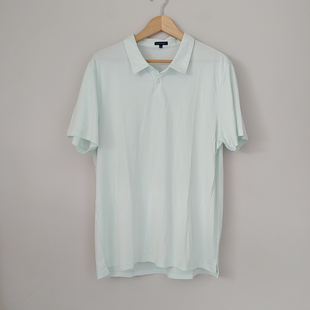 Patrick Assaraf Silk Cotton 2 Button Polo T-Shirt Size XXL Light Mint